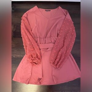 SHEIN Swiss Knot Belted Tunic Dress